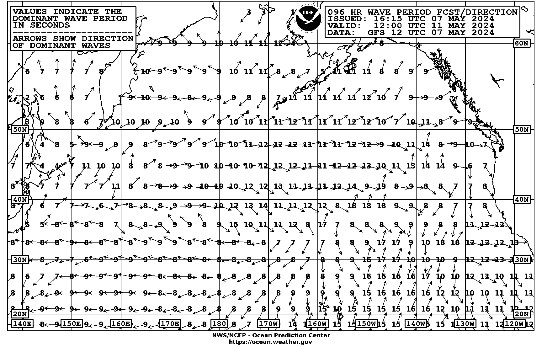 96 hour Pacific wave period