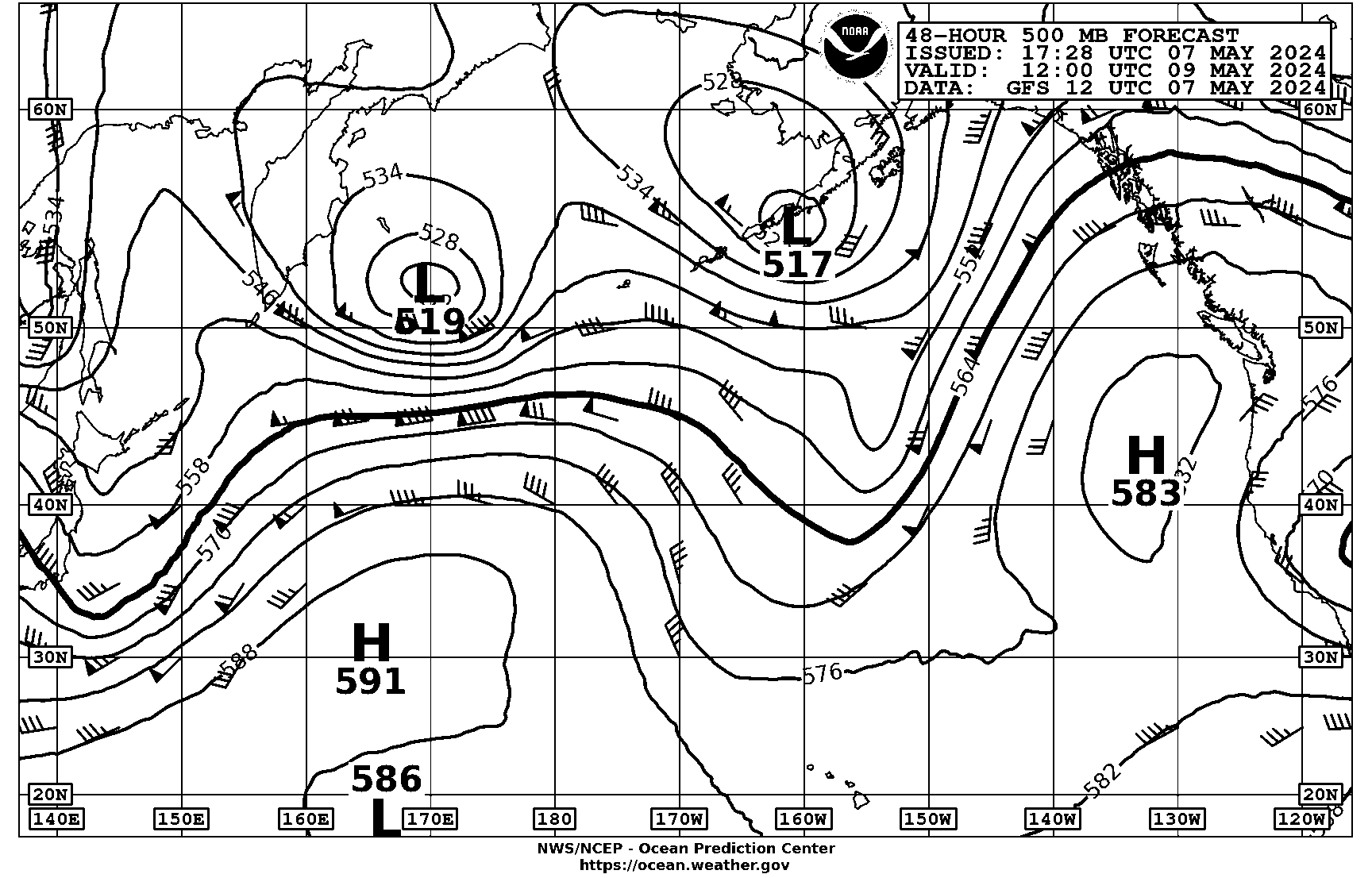 48 hour 500 mb Pacific
