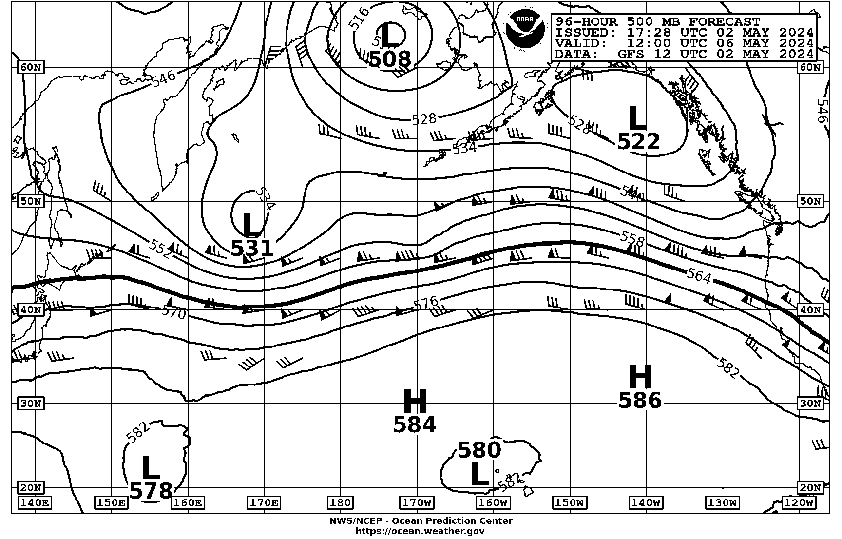 96 hour Pacific 500 mb