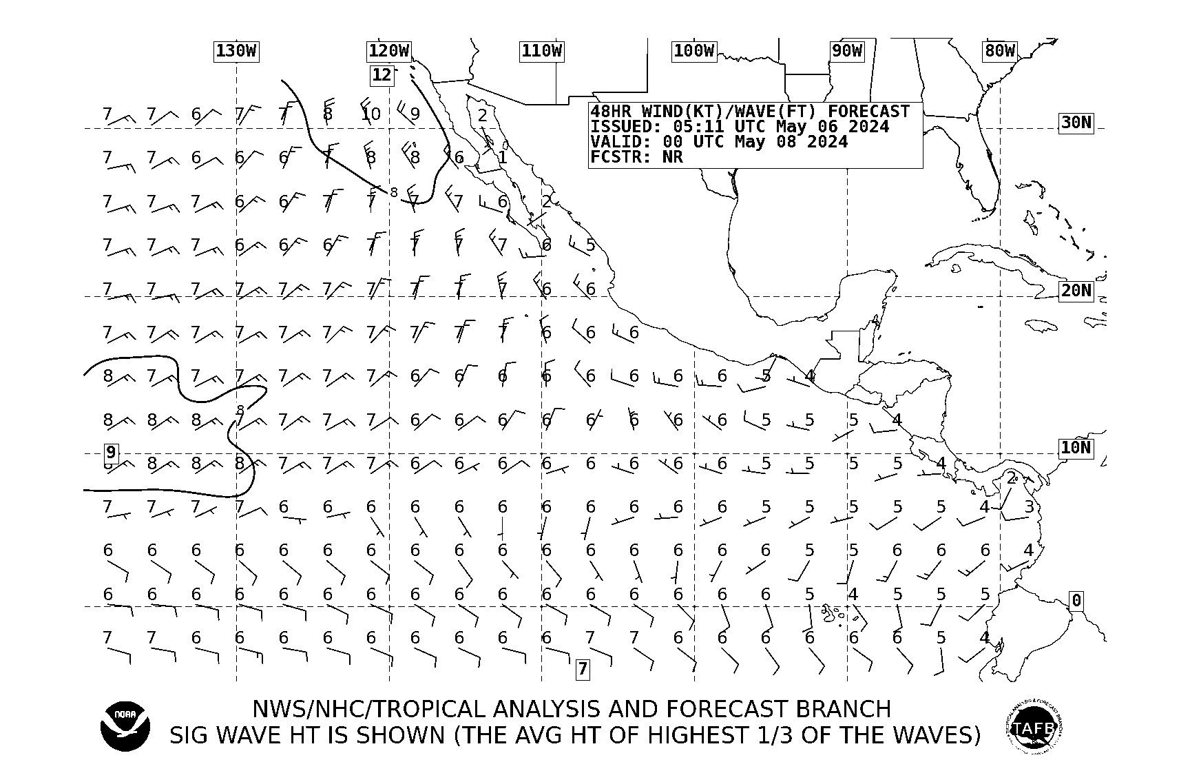 48 hour SE Pacific wind/wave