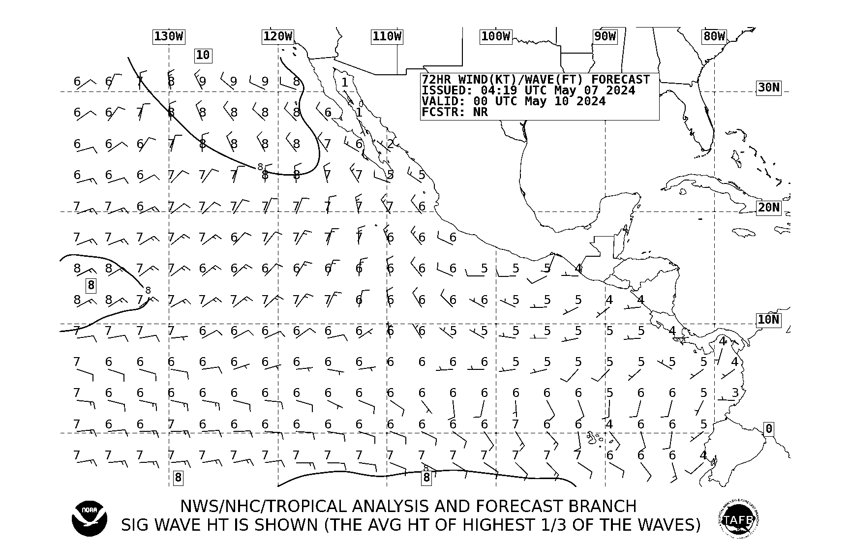 72 hour SE Pacific wind/wave