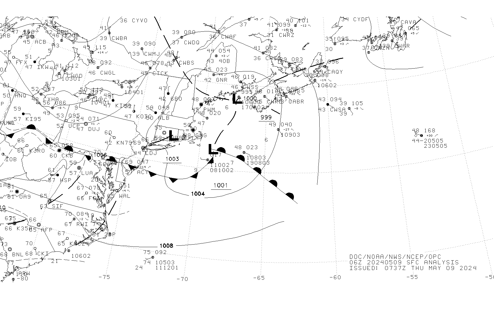 Preliminary Atlantic surface analysis 