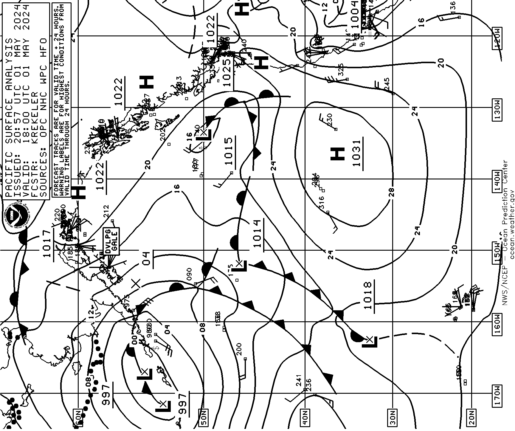 East Pacific surface analysis 