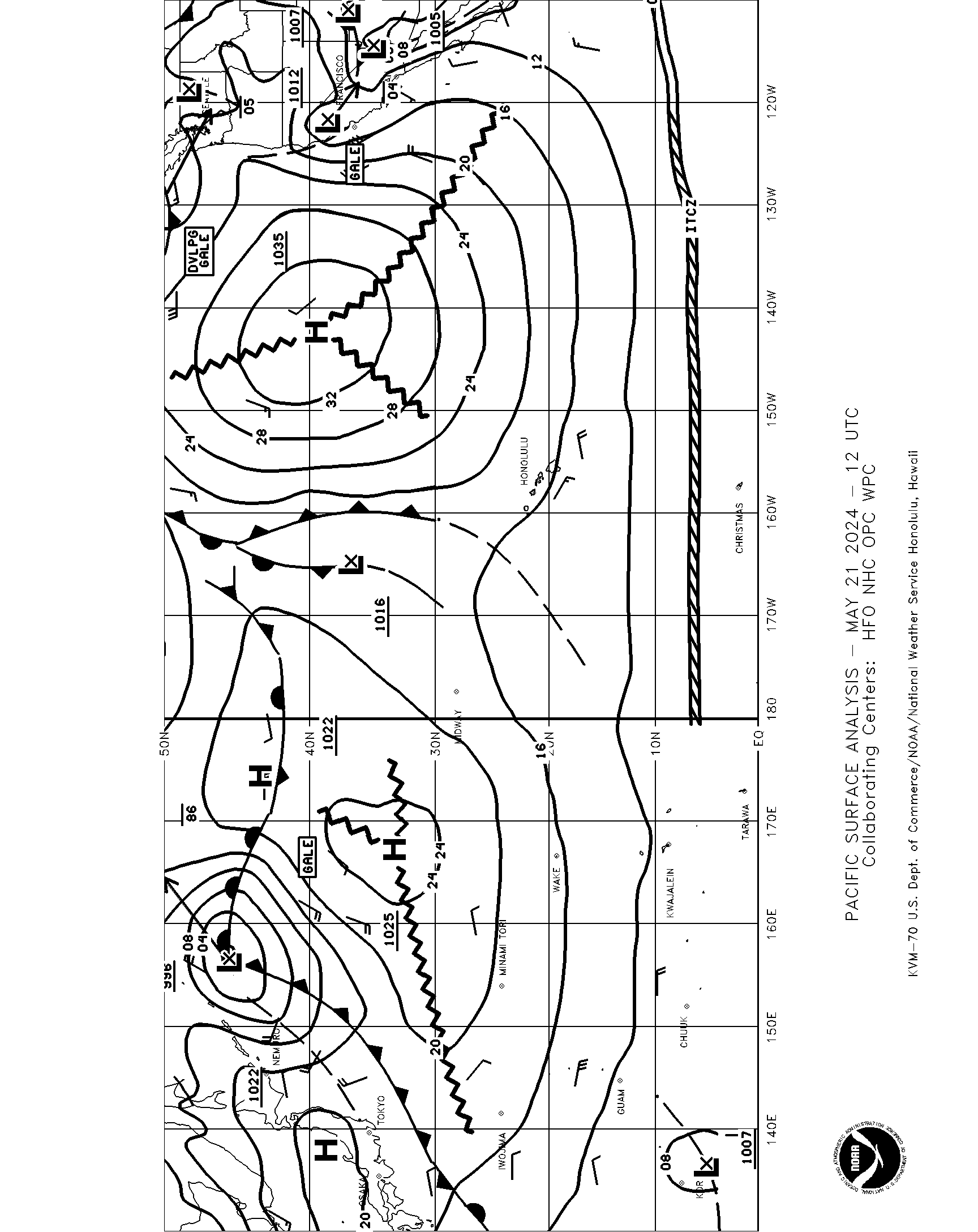 12Z Pacific Surface Analysis EQ-50N 110W-130E 